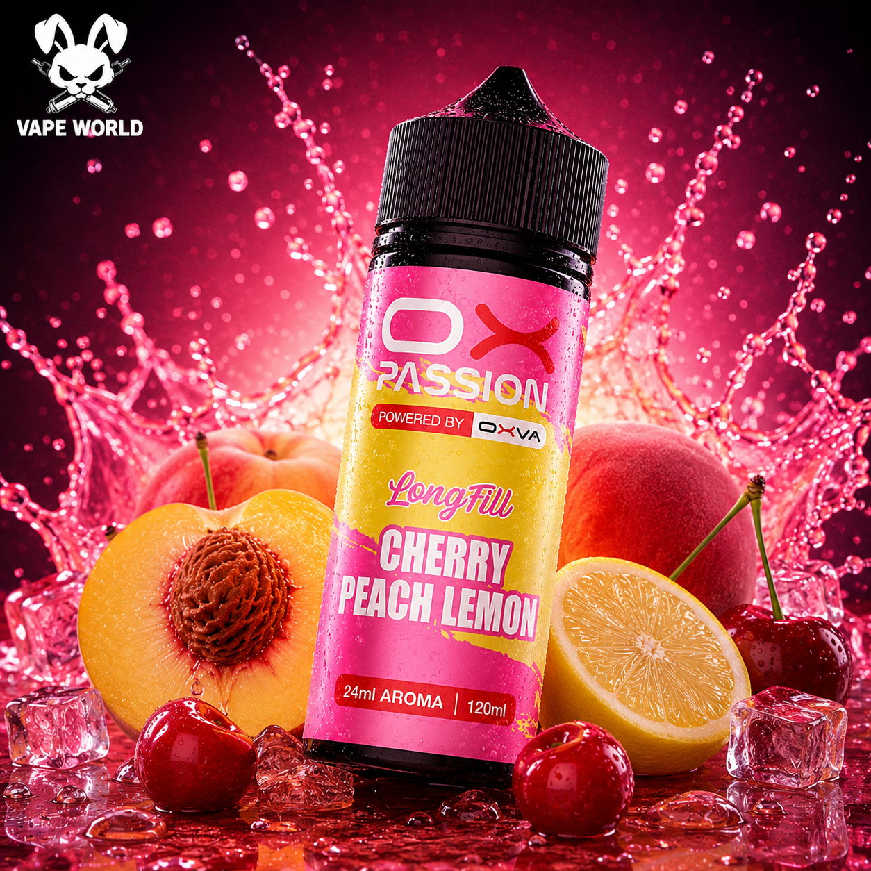 Ox Passion Cherry Peach Lemon Longfill 24ml - Oxva