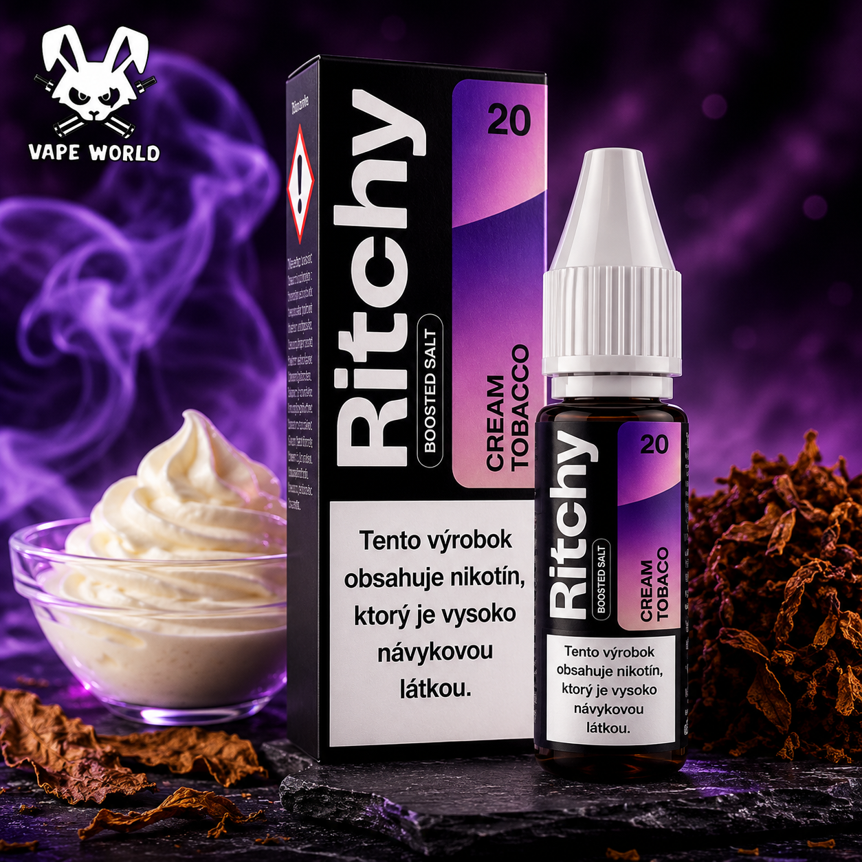 Ritchy Salt Cream tobacco 10ml - 10/20mg – Obrázok 2