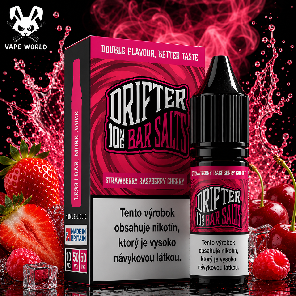 Drifter Bar Salts - Strawberry Raspberry Cherry 10ml (20mg) e-liquid