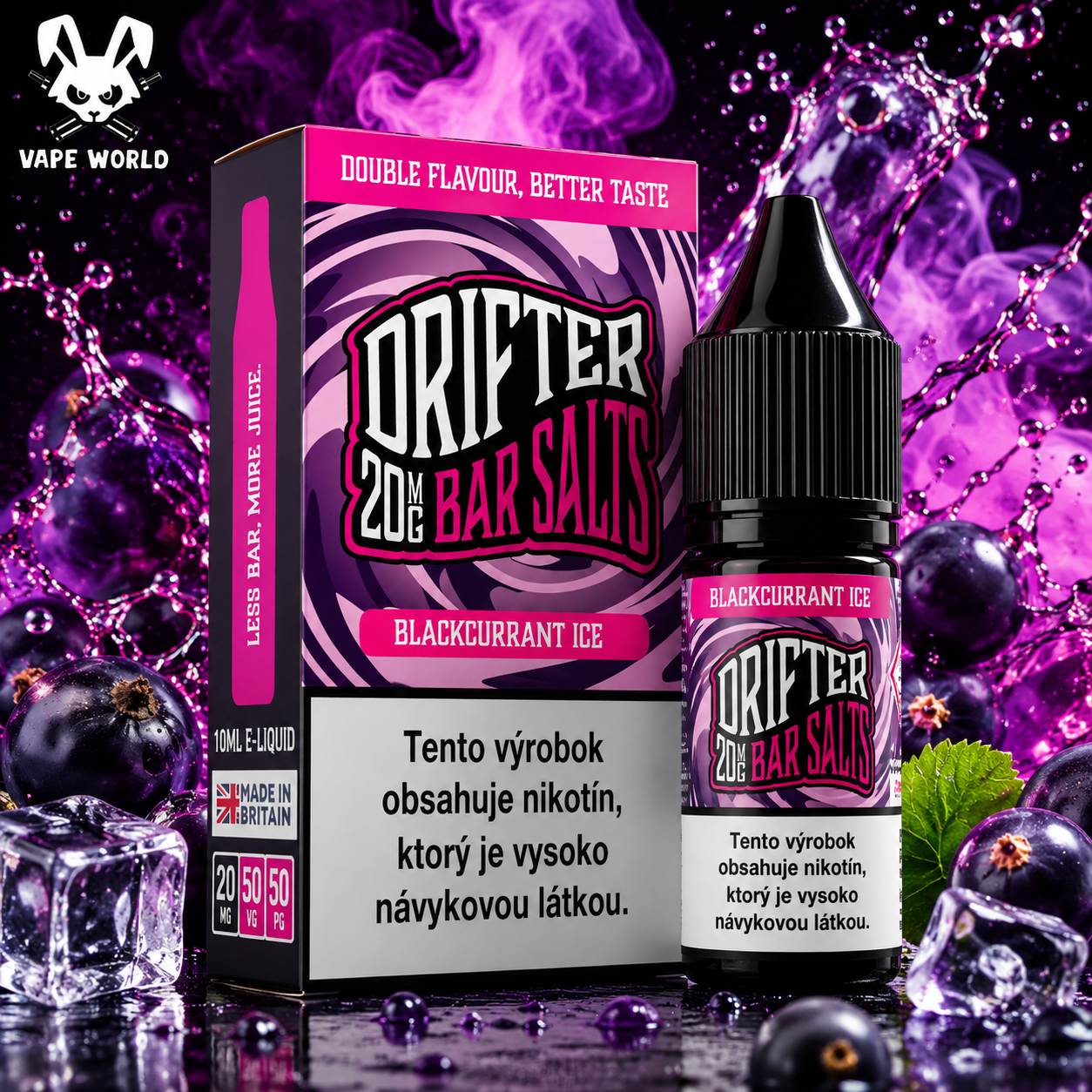 Drifter Bar Salts - Blackcurrant Ice 10ml (20mg) e-liquid