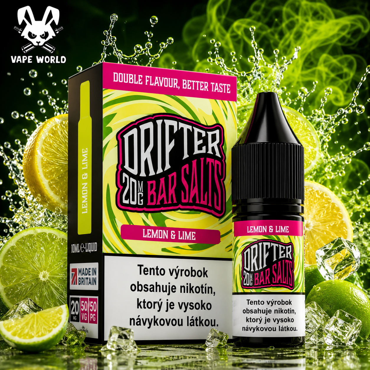 Drifter Bar Salts - Lemon Lime 10ml (20mg) e-liquid
