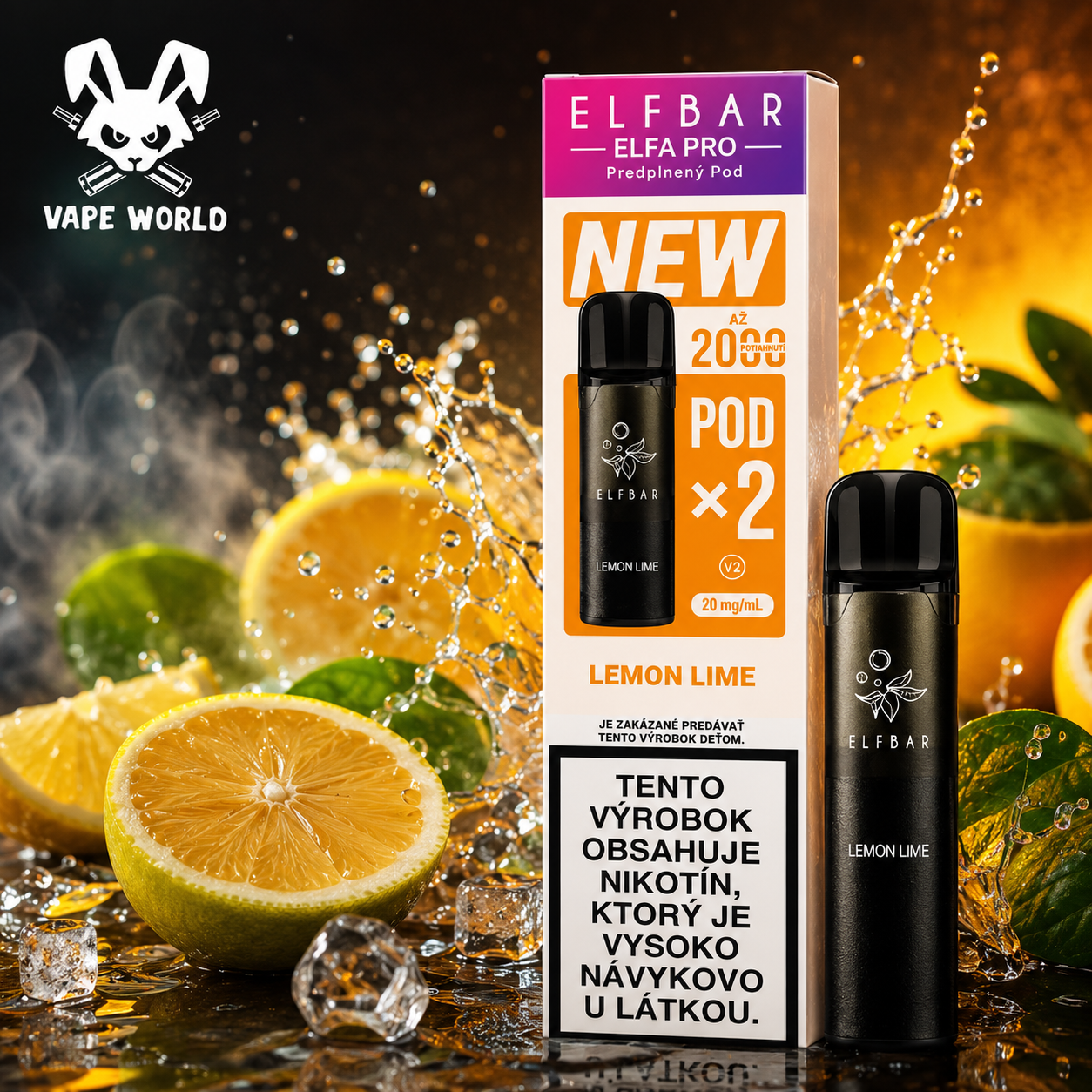Elf Bar Elfa Pro predplnené hlavy Nové až 2000potiahnutí Lemon&Lime