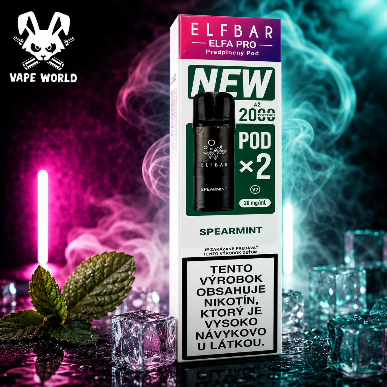 Elf Bar Elfa Pro predplnené hlavy Nové až 2000potiahnutí Spearmint
