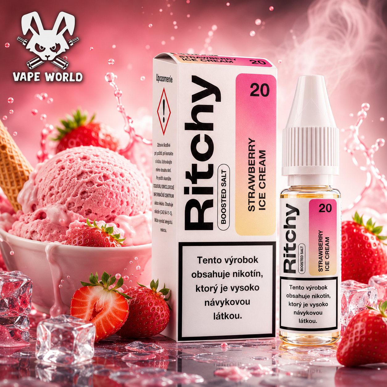 Ritchy Salt Strawberry Ice Cream Mix 10ml - 10/20mg – Obrázok 2